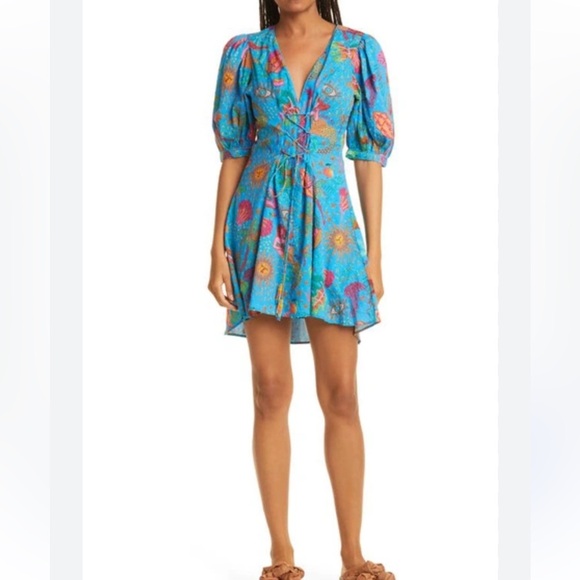 Farm Rio / Ocean Stories Mini Dress / Boho Floral Mini Dress XS - Picture 4 of 8